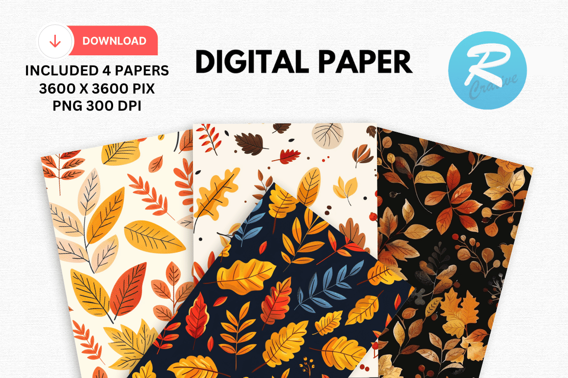 Fall Vibes Fruits Digital Papers Pattern Graphic by Regulrcrative ...