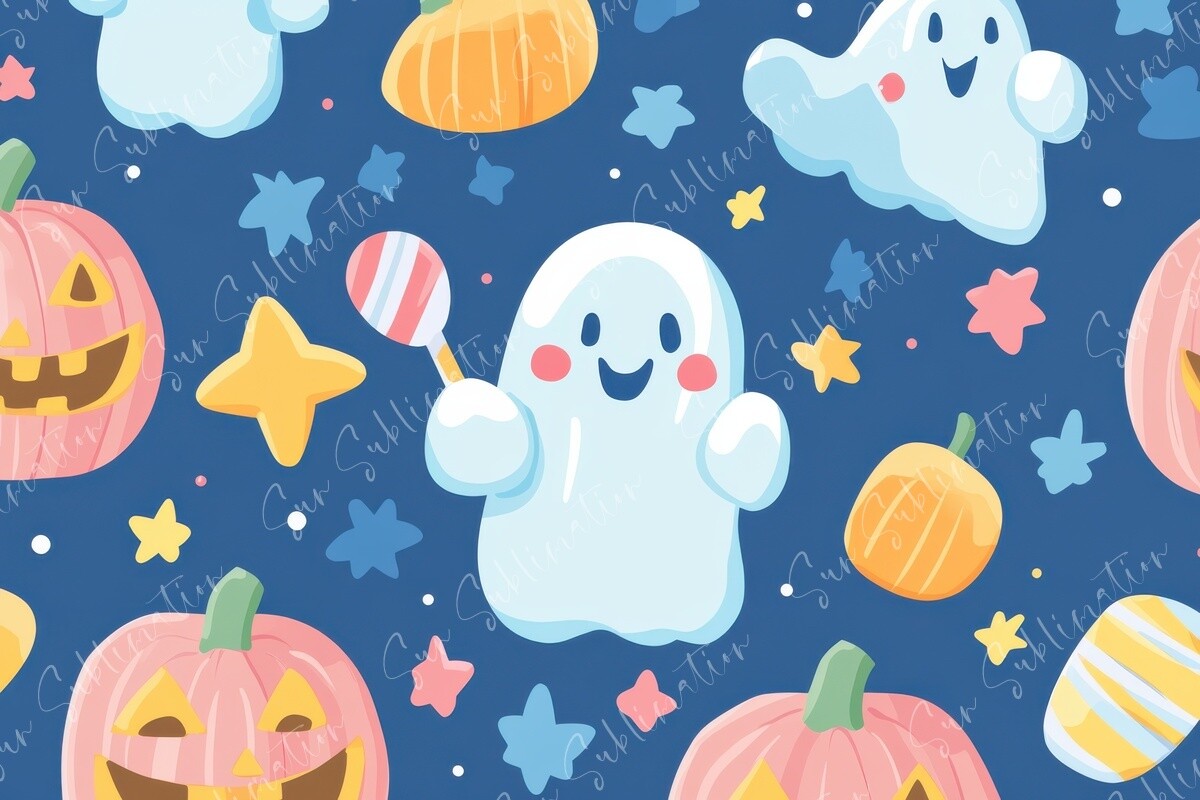 Happy Ghosts and Pumpkins Graphic by Sun Sublimation · Creative Fabrica