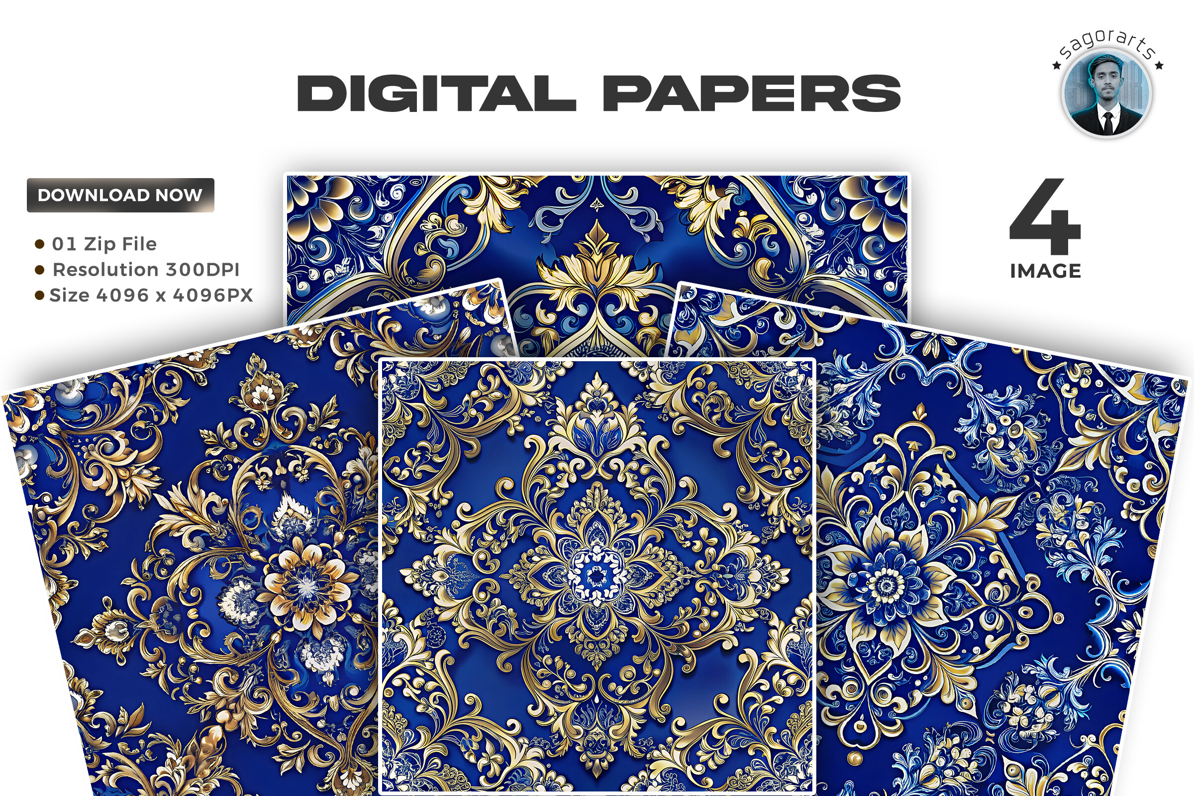 Luxury Royal Blue Digital Paper Graphic by sagorarts · Creative Fabrica