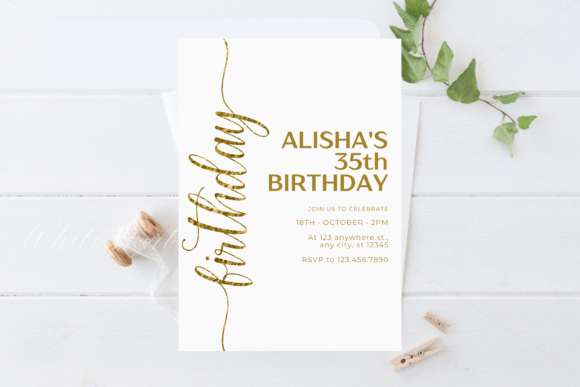 Minimalist Gold Birthday Invitation