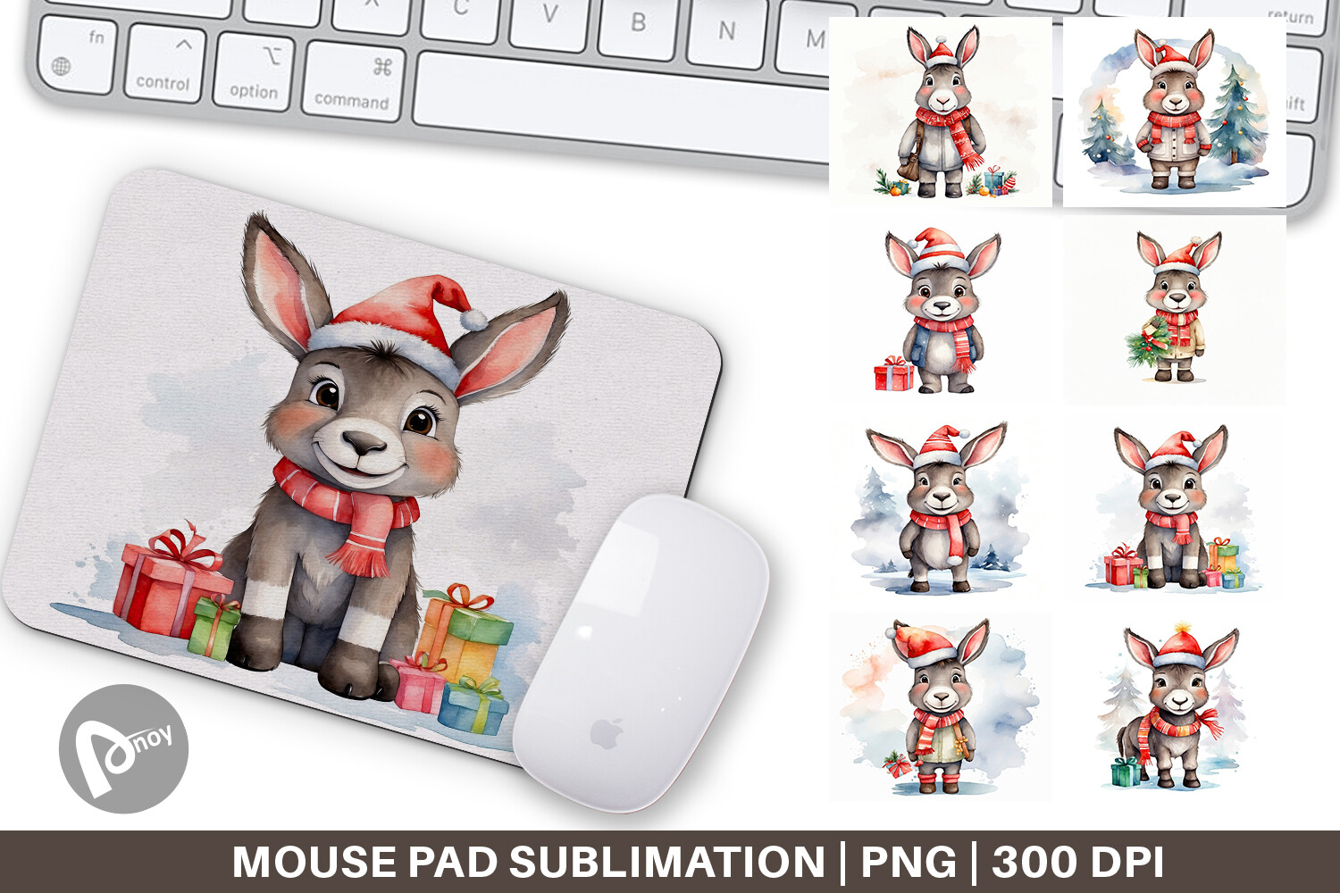 Mouse Pad Christmas Donkey Graphic by Artnoy · Creative Fabrica