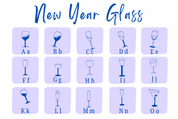 New Year Glass Font PNG with transparent background - Preview 1