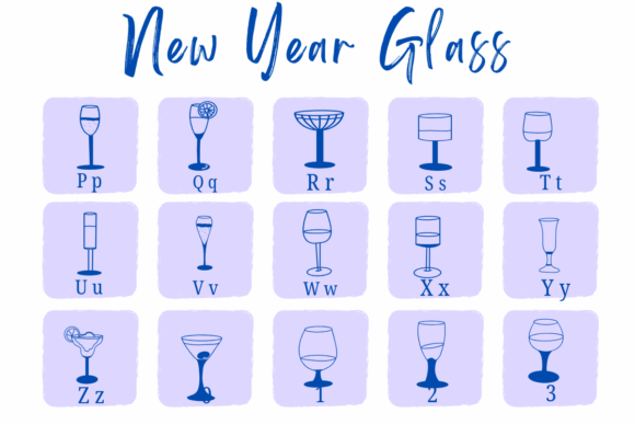 New Year Glass Font PNG with transparent background - Preview 2