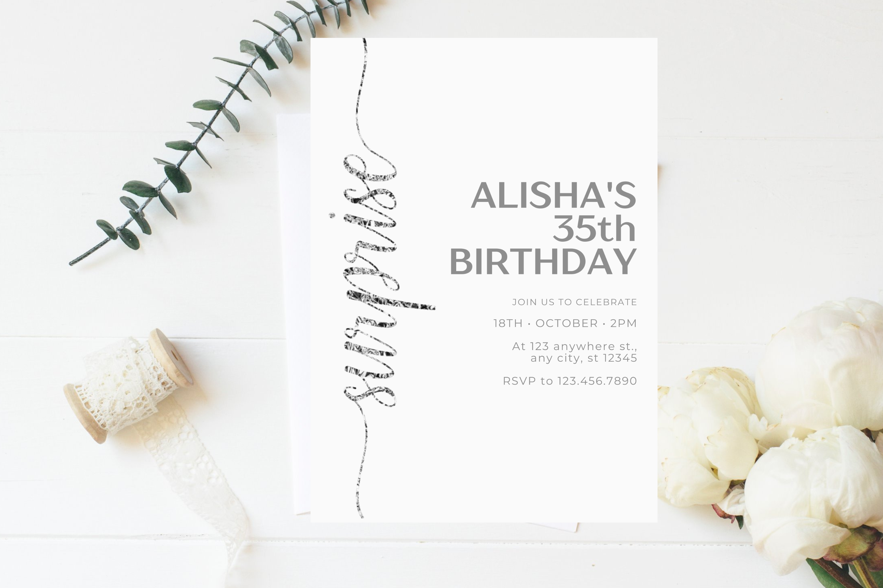Silver Surprise Birthday Invitation