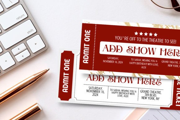 Theatre Ticket Canva Editable Template