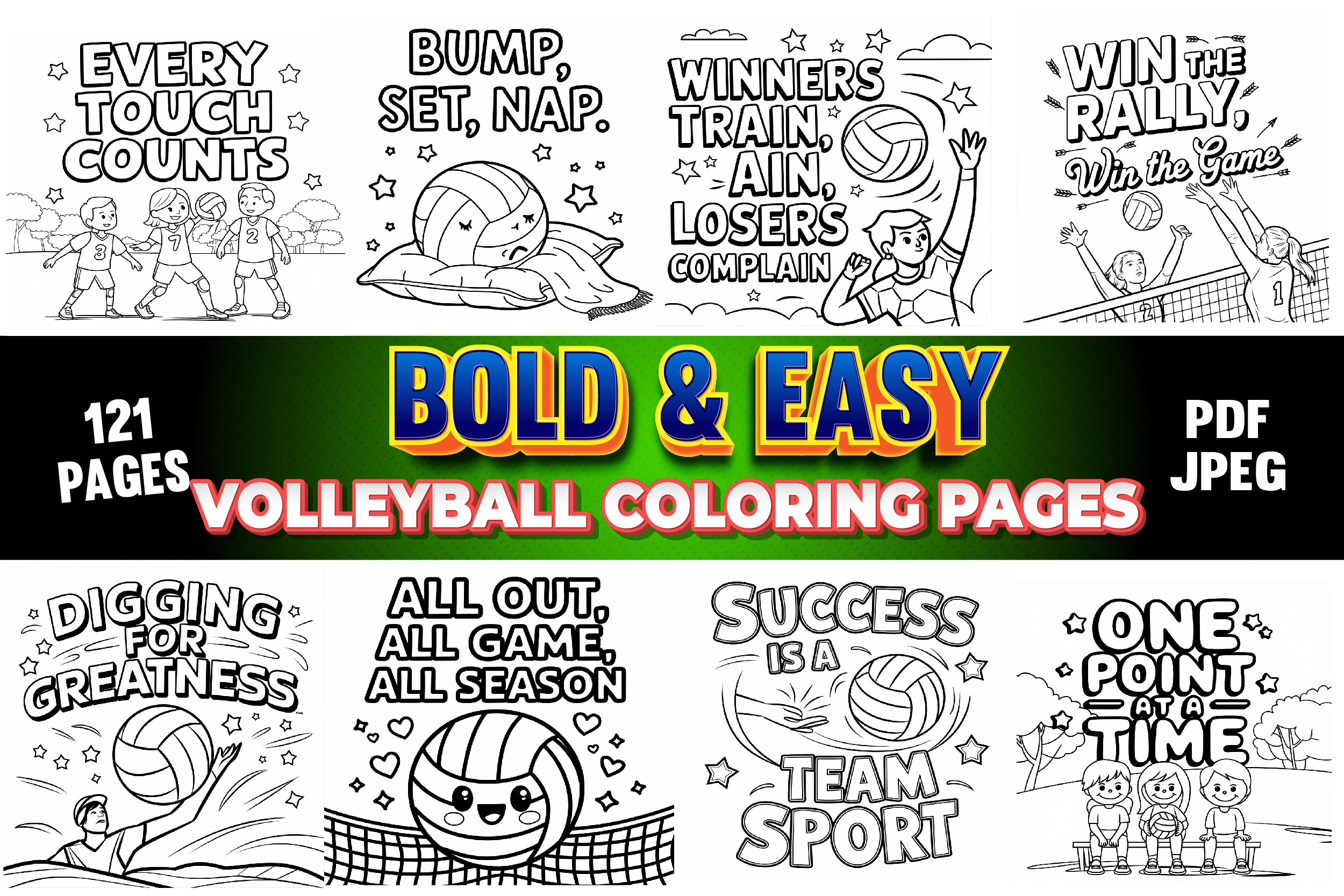 Volleyball Bold and Easy Coloring Pages
