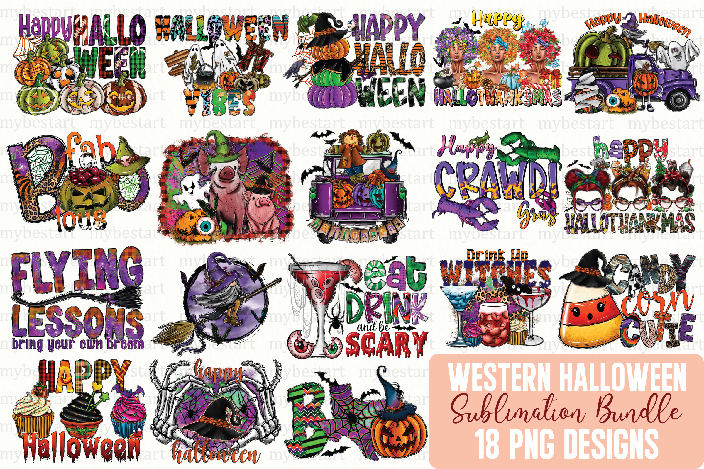 Western Halloween Sublimation Bundle Graphic by MyBestArt · Creative ...