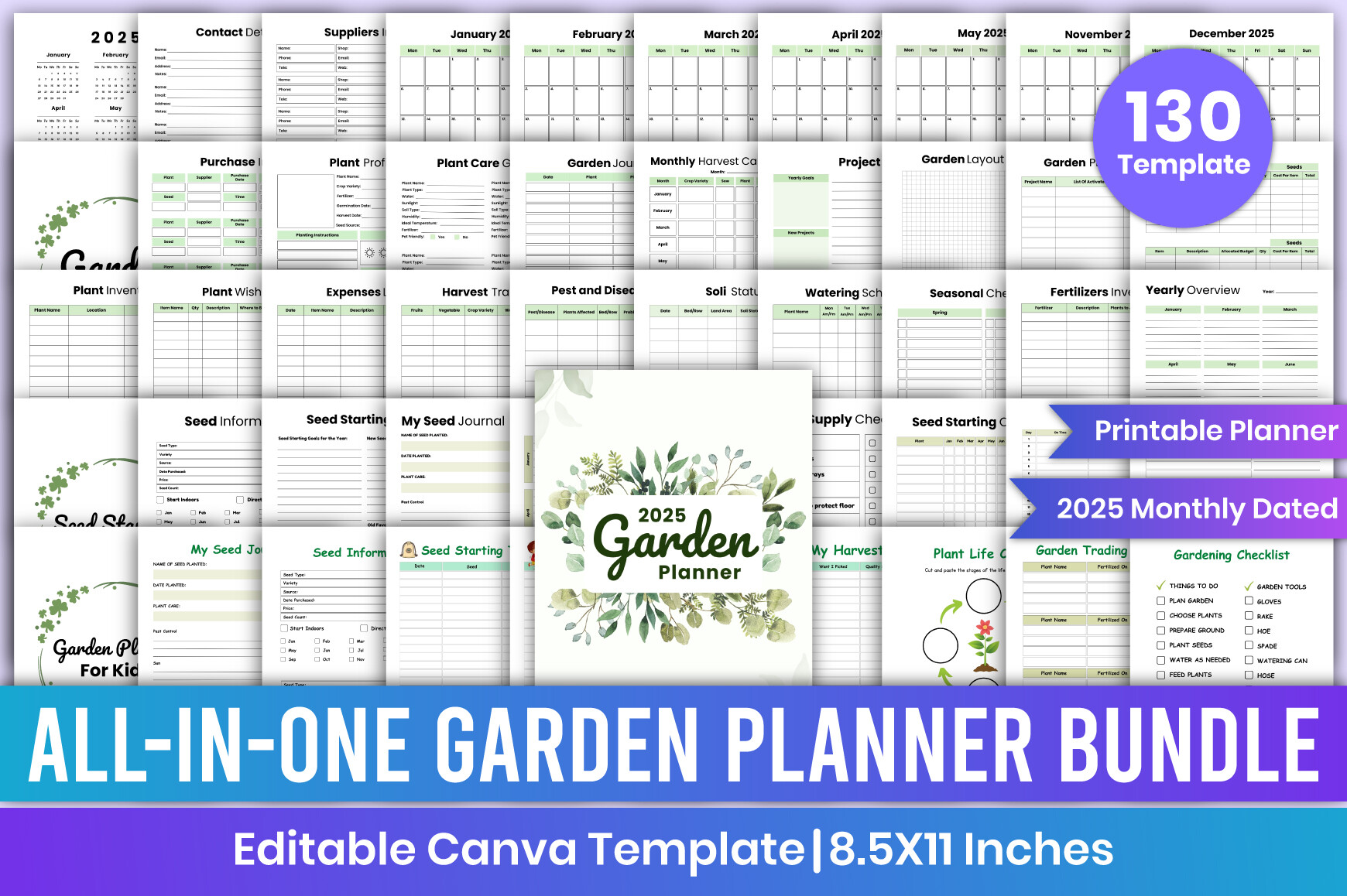 2025 Garden Planner Bundle Canva Kdp