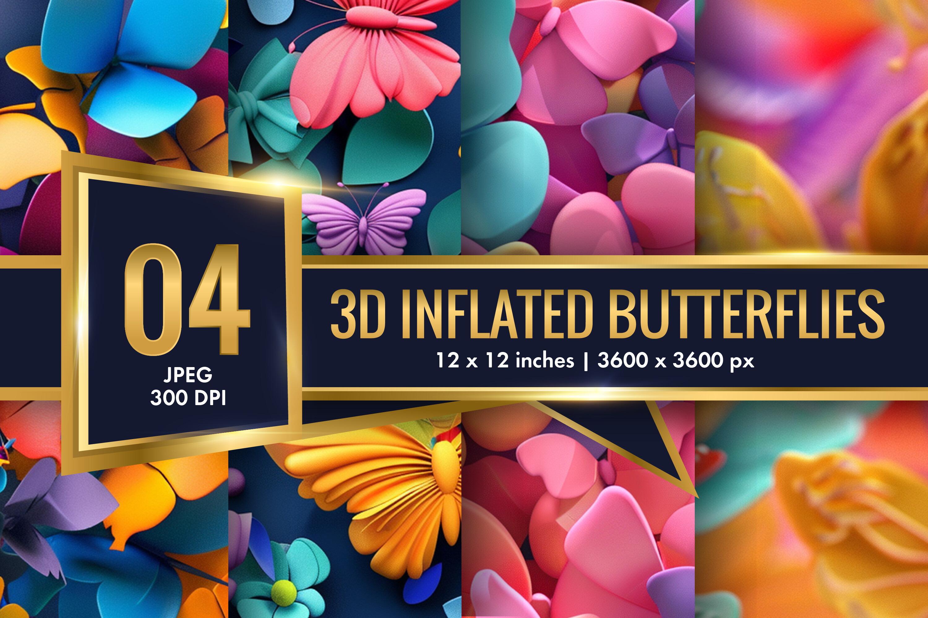 3d Inflated Puff Colorful Butterflies DP Graphic by Creative Design ...