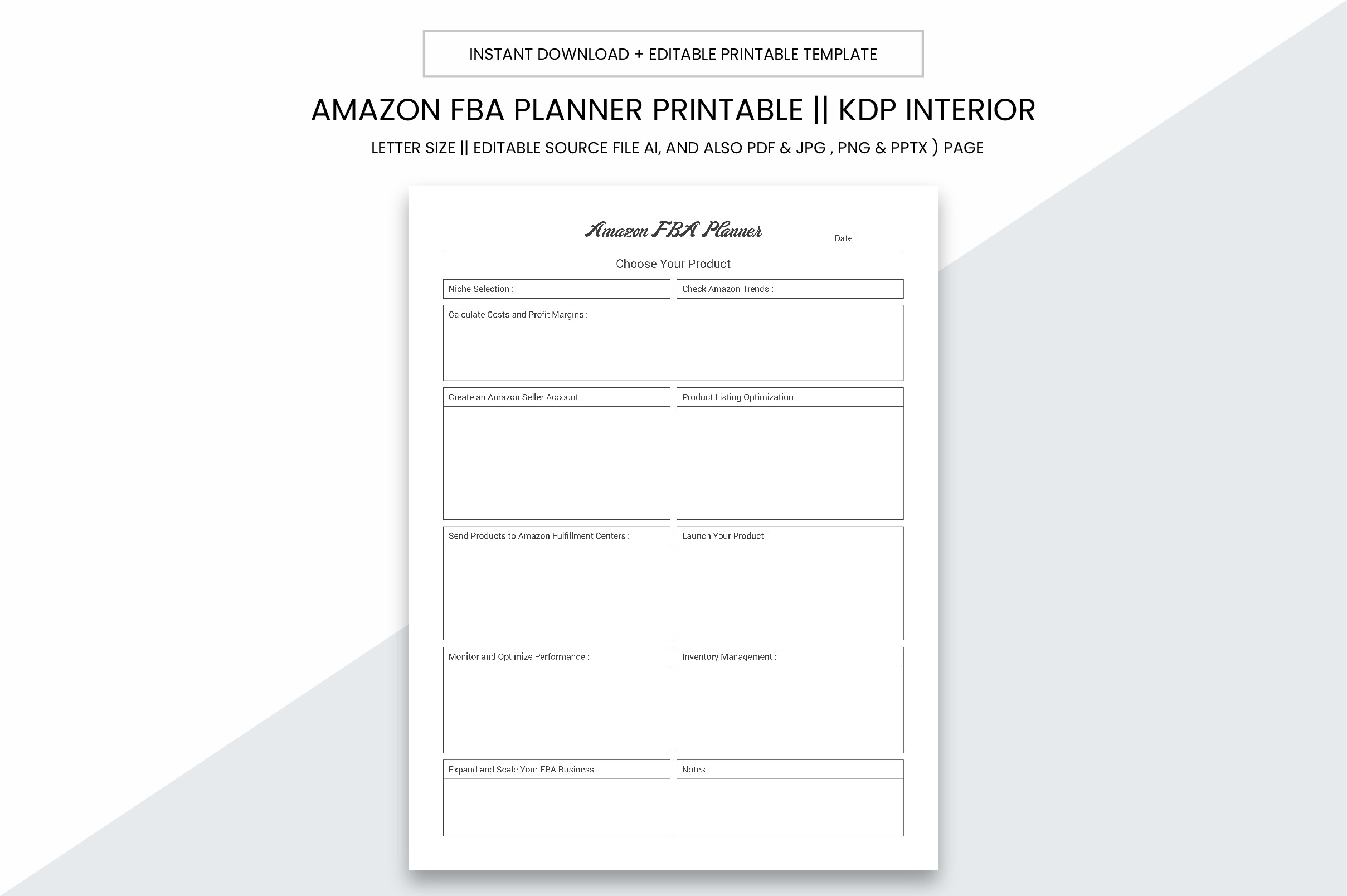 Amazon FBA Planner Kdp Interior Graphic by Graphic_hero · Creative Fabrica