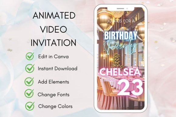 Birthday Invitation Video Canva Template