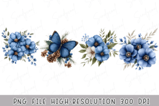 Blue Floral Watercolor Winter Butterfly Graphic by sasikharn · Creative ...