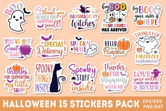 Boho Thank You Halloween Stickers PNG