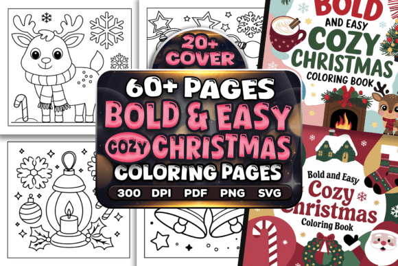 Bold Easy Cozy Christmas Coloring Pages