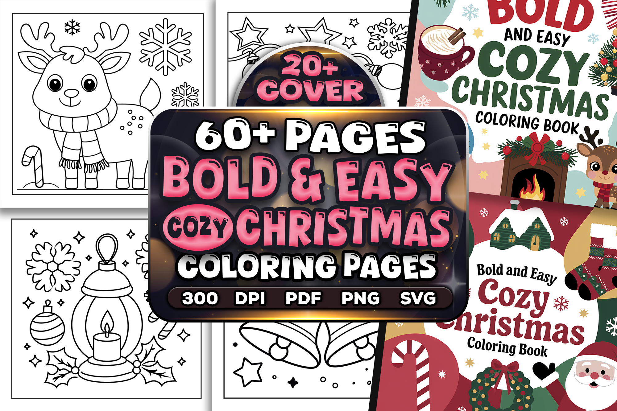 Bold Easy Cozy Christmas Coloring Pages