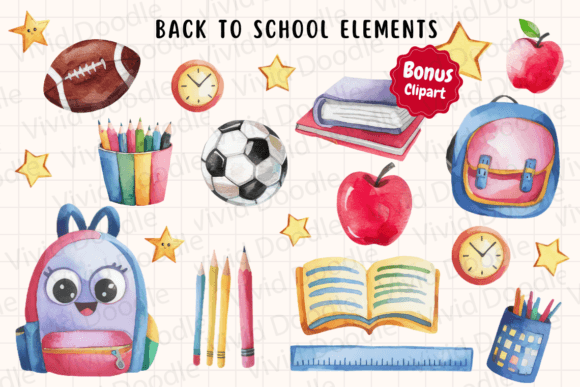 Bright Rainbow School Doodle Font PNG with transparent background - Preview 1