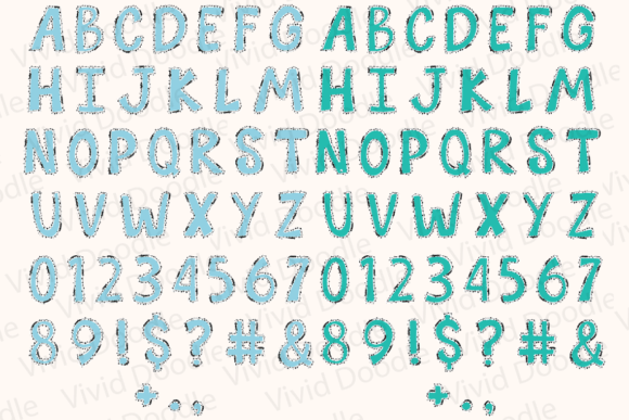 Bright Rainbow School Doodle Font PNG with transparent background - Preview 2