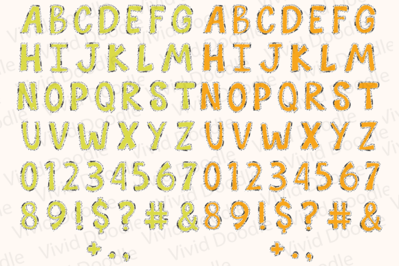Bright Rainbow School Doodle Font PNG with transparent background - Preview 3