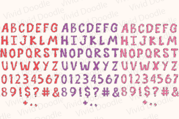 Bright Rainbow School Doodle Font PNG with transparent background - Preview 4