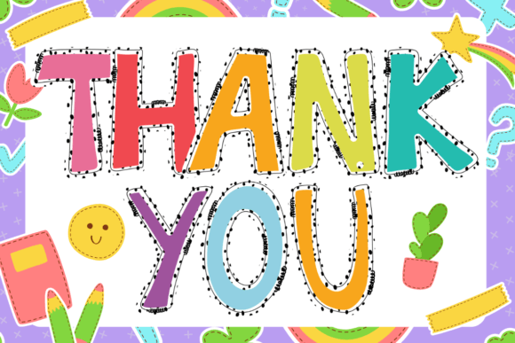 Bright Rainbow School Doodle Font PNG with transparent background - Preview 5
