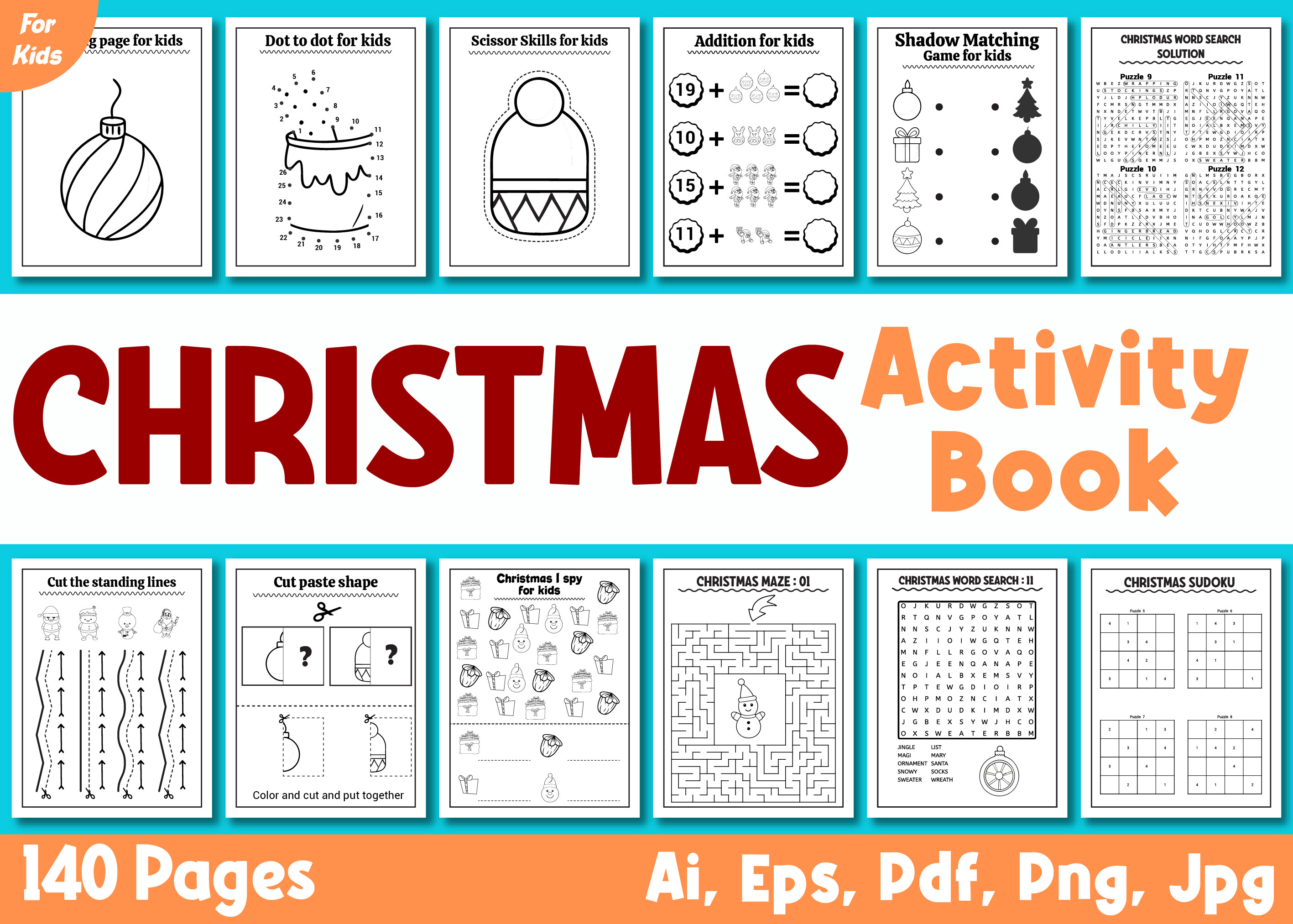 Christmas Activity Book for Kids Vol – 1
