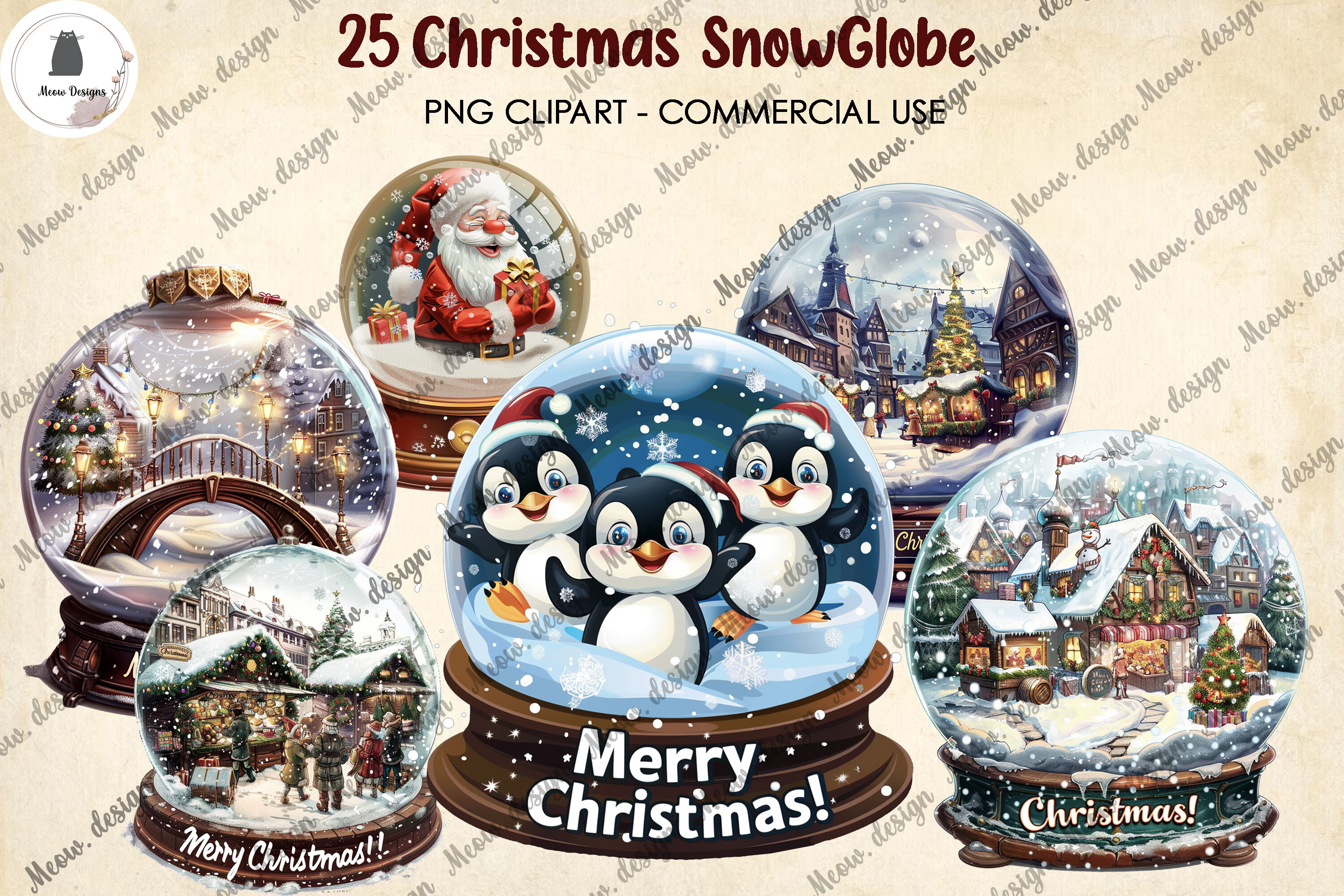 Christmas SnowGlobe Clipart Bundle Graphic by MeowwDesign · Creative ...