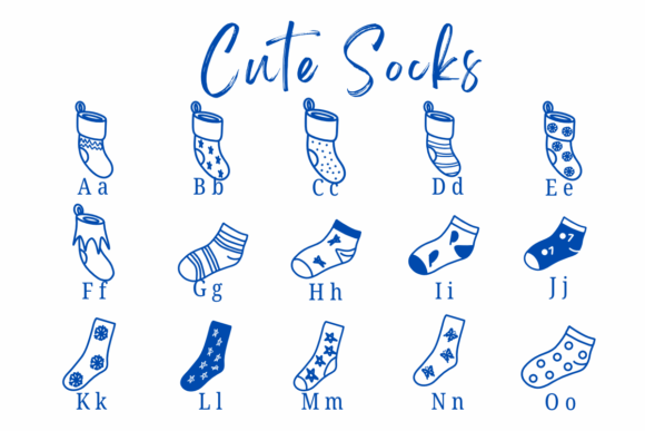 Cute Socks Font PNG with transparent background - Preview 1