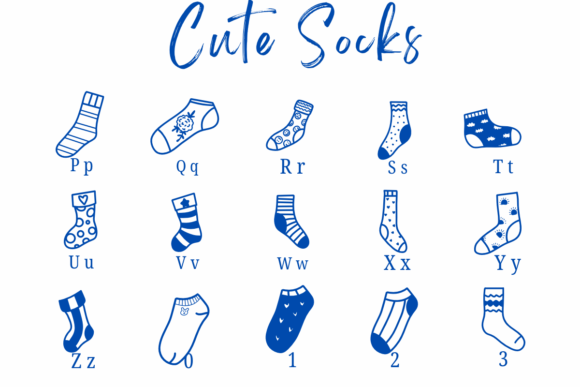 Cute Socks Font PNG with transparent background - Preview 2