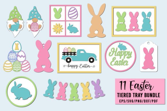 Easter Tiered Tray SVG Bundle Laser Cut Laser Cutting By Atelier Design