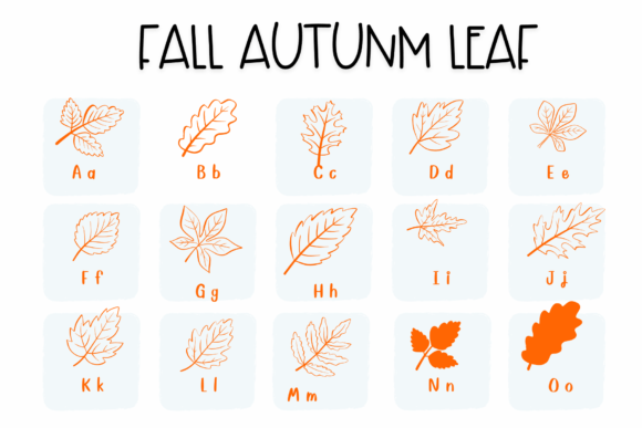 Fall Autumn Leaf Font PNG with transparent background - Preview 1