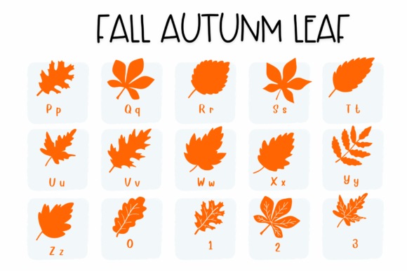 Fall Autumn Leaf Font PNG with transparent background - Preview 2