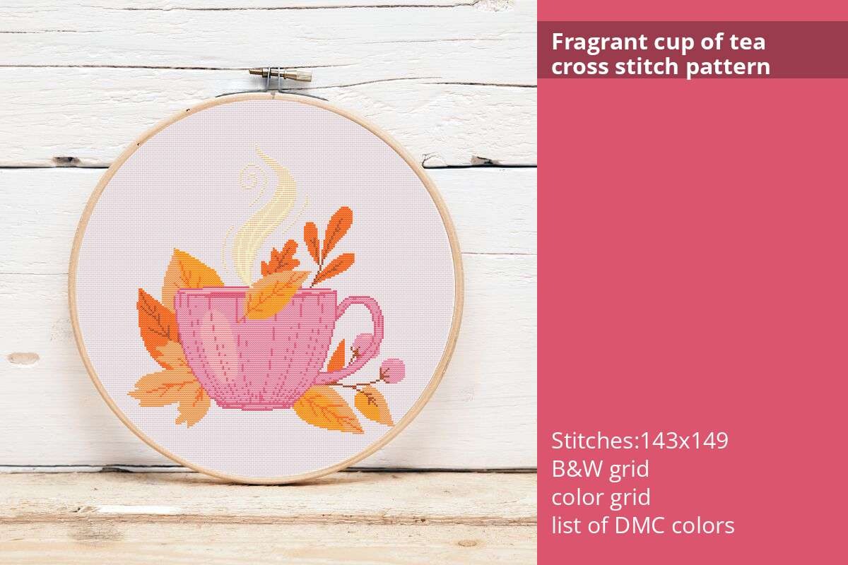 Fragrant Cup of Tea Cross Stitch Pattern