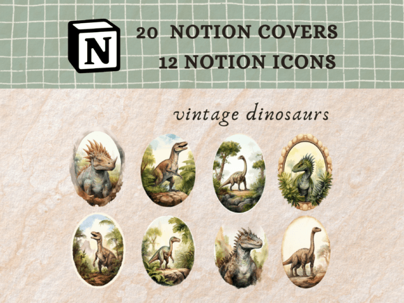Vintage Dinosaur Notion Icons