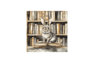 Vintage Gray Rabbit Library Background Graphic by pcudesigns · Creative ...