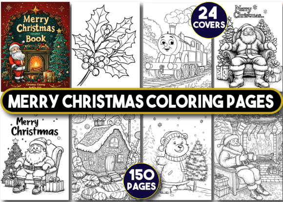 150 Merry Christmas Coloring Pages KDP