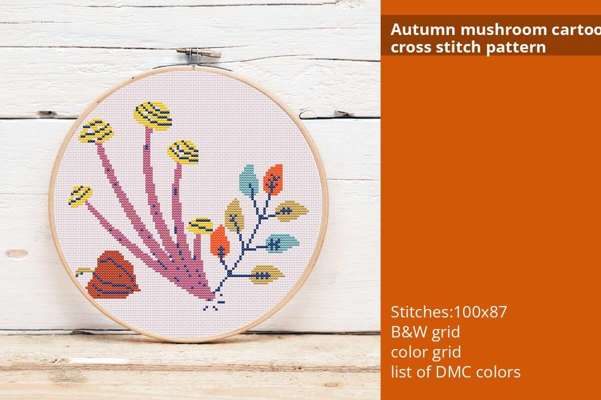 Autumn Mushroom Cartoon Cross Stitch