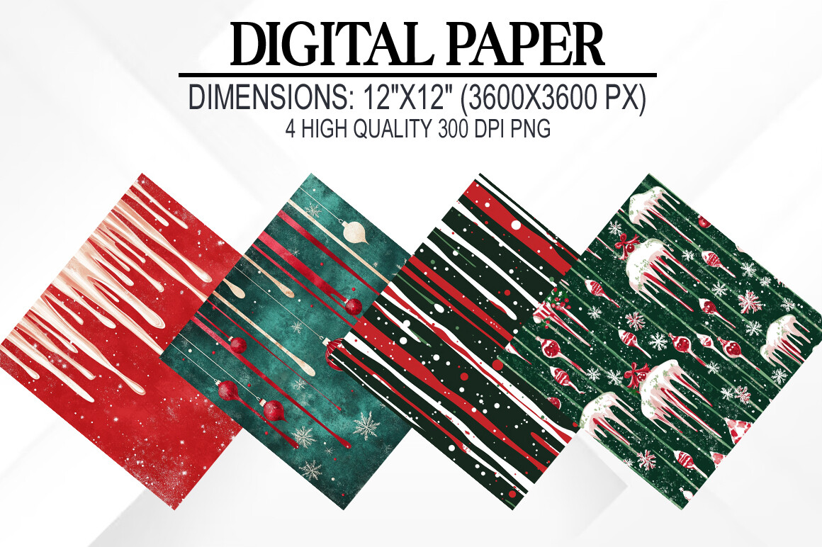 Christmas Dripping Digital Papers Graphic by fokira · Creative Fabrica