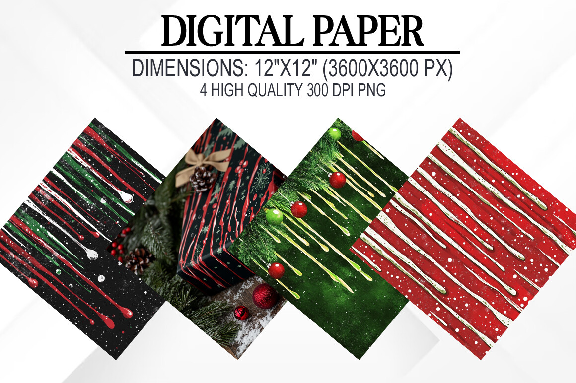 Christmas Dripping Digital Papers Graphic by fokira · Creative Fabrica