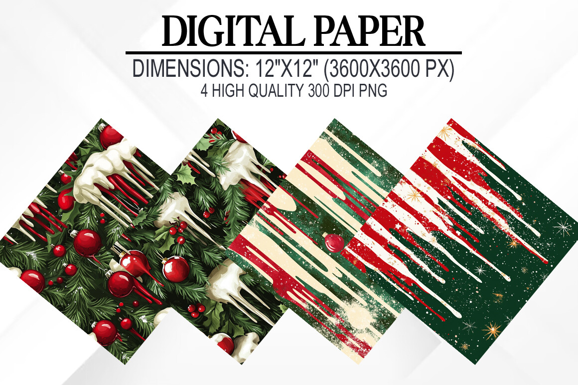Christmas Dripping Digital Papers Graphic by fokira · Creative Fabrica