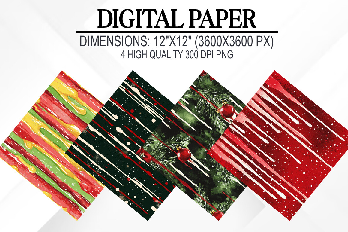 Christmas Dripping Digital Papers Graphic by fokira · Creative Fabrica