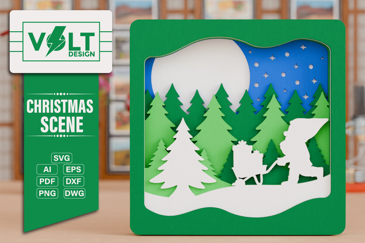 Cute Christmas Scene 3D Multilayer SVG Graphic by VOLT_DESIGN ...