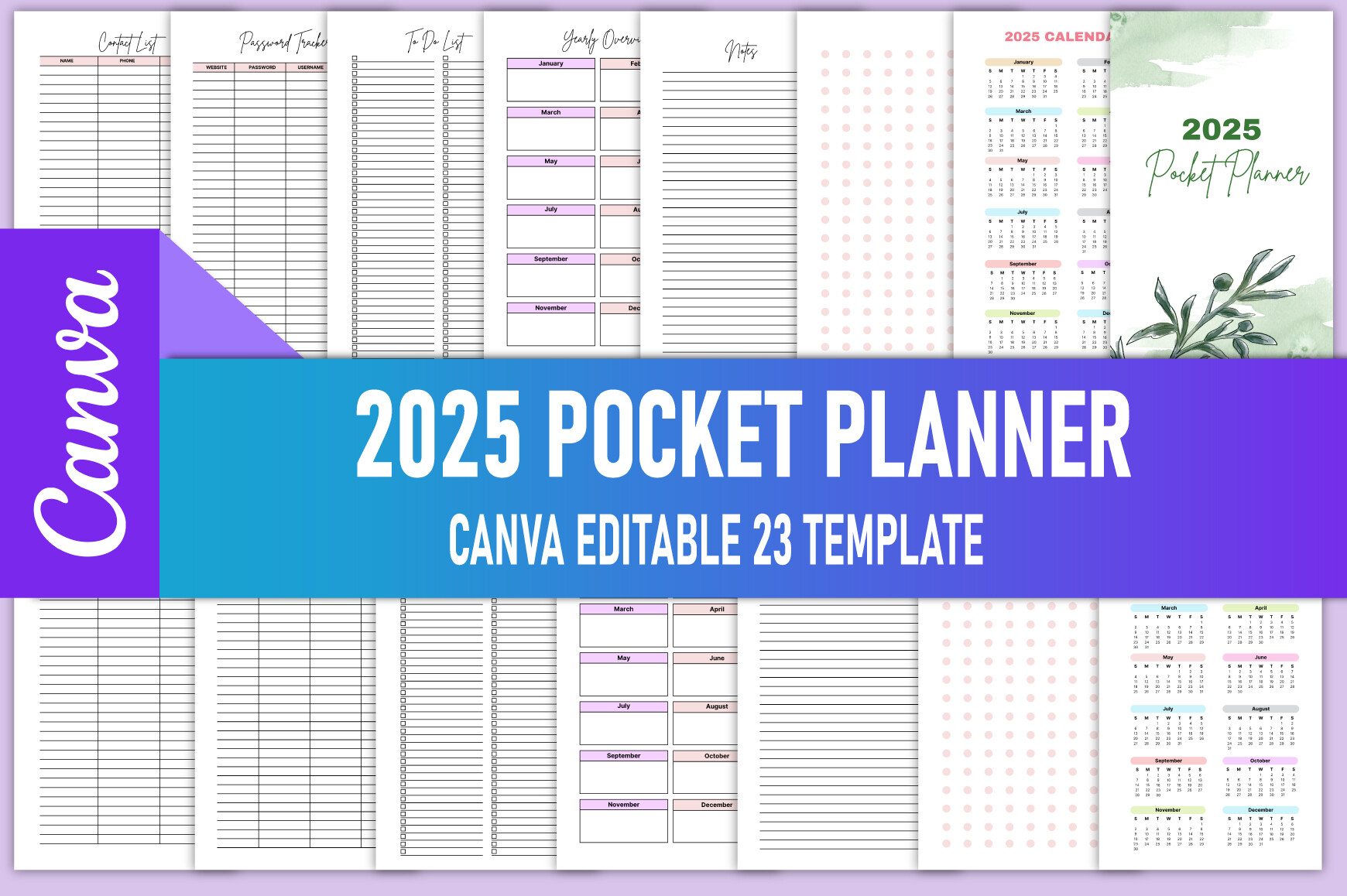 Editable 2025 Pocket Planner Canva KDP Graphic by rahimaartwork077 ...