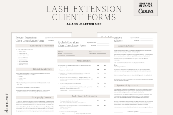 Eyelash Extension Forms Bundle Canva Graphic by StudioEburnean ...