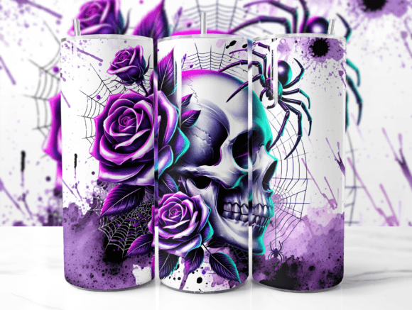 Purple Halloween Skull Tumbler Wrap