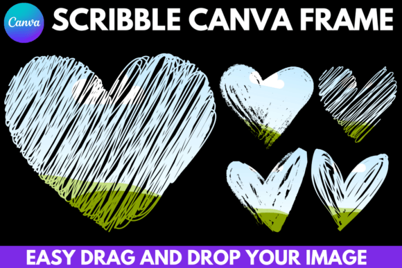 Scribble heart Canva frame with hand-drawn styling