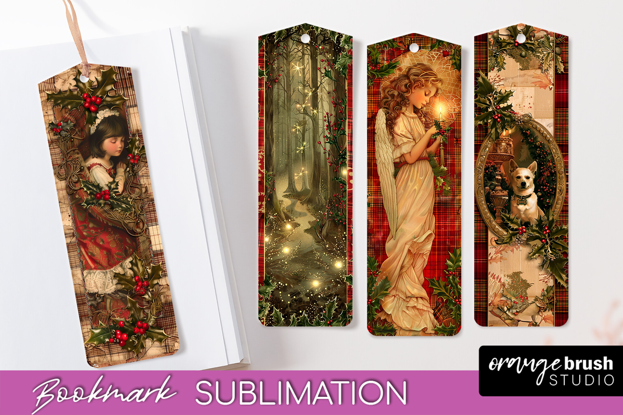 Vintage Christmas Bookmark PNG Printable Graphic by Orange Brush Studio ...