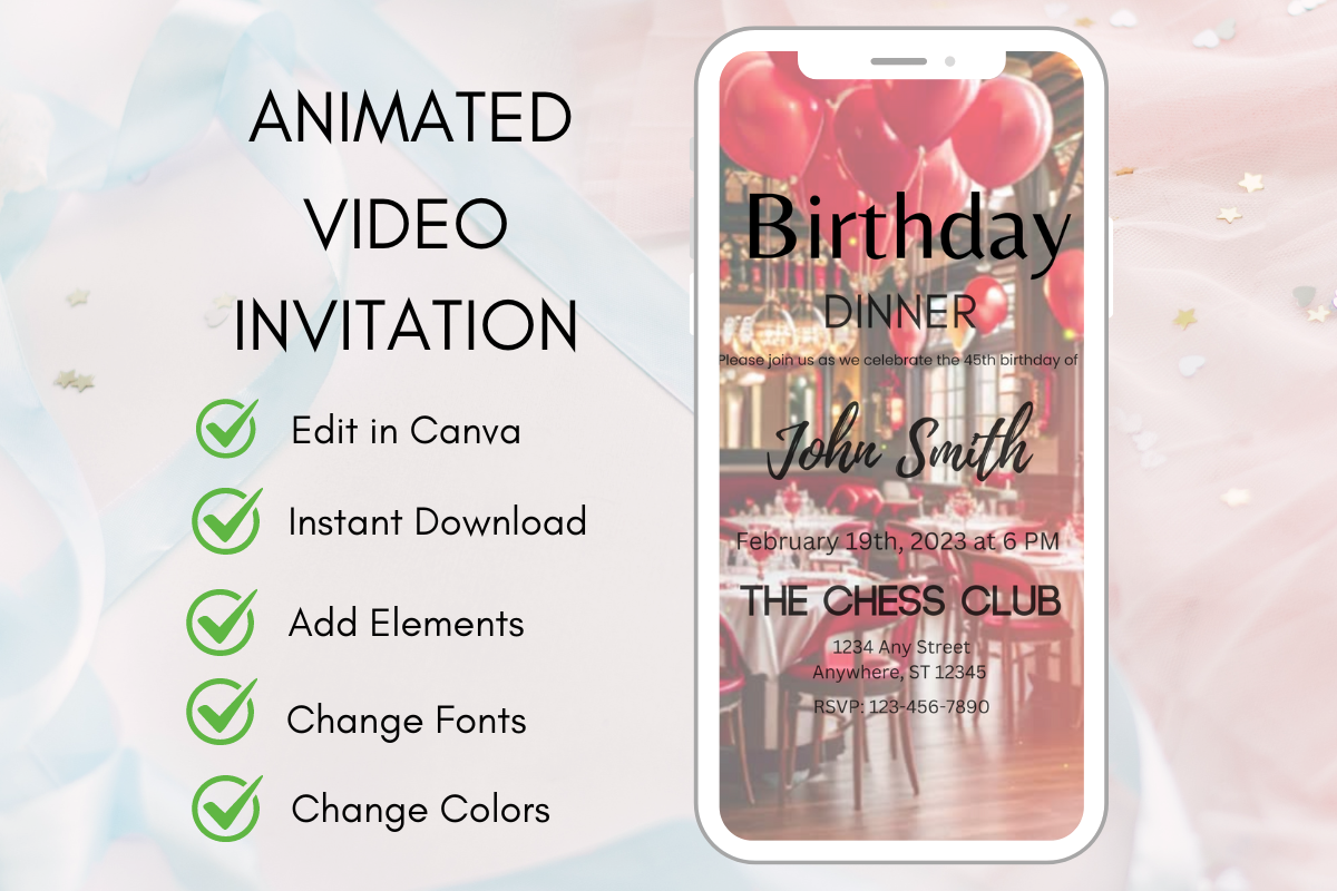 Animated Birthday Invitation, Canva