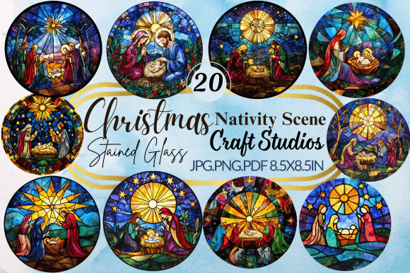 Christmas Nativity Scene Stained Glass