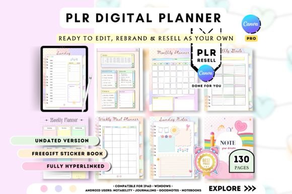 PLR Resell Canva Undated Digital Planner