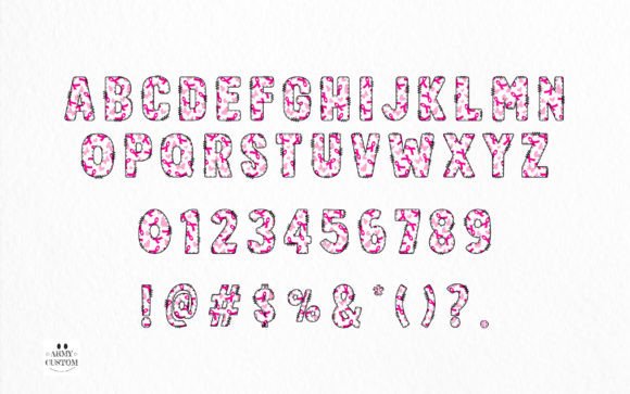 Pink Ribbon Army Bundle Font PNG with transparent background - Preview 2
